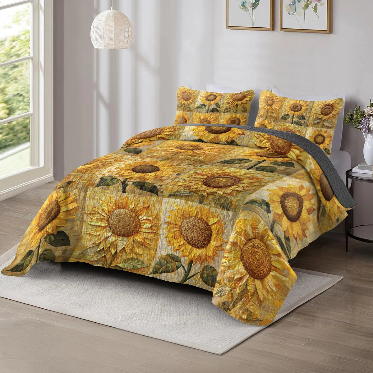 Shineful All Season Quilt 3-Piece Set Sunflower Patch