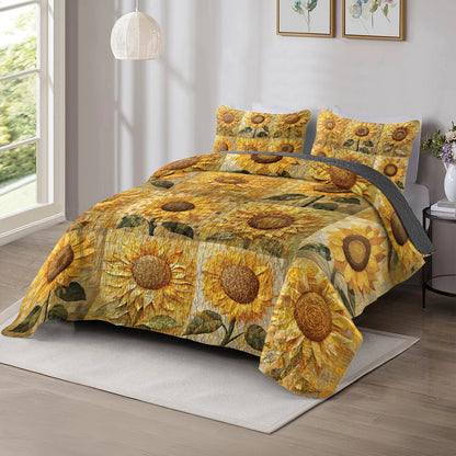 Shineful All Season Quilt 3-Piece Set Sunflower Patch