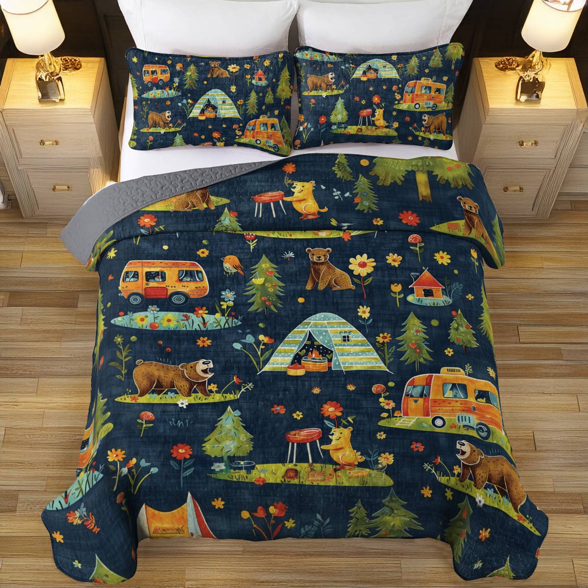 Shineful All Season Quilt 3-Piece Set Bear & Camp