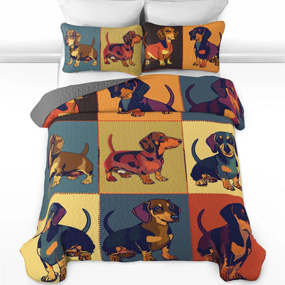 Shineful All Season Quilt 3-Piece Set Dachshund Palette Patchwork