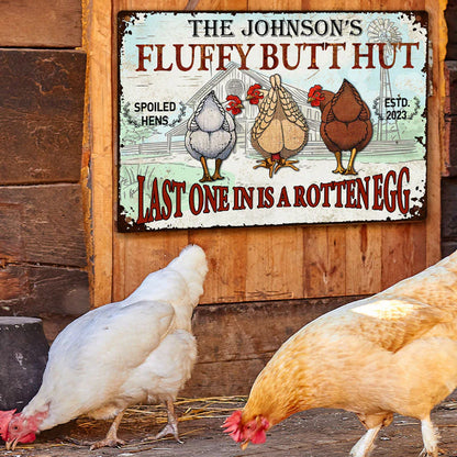 Shineful 2D Flat Print Metal Sign Personalized Chicken Fluffy Butt Hut Nuggets