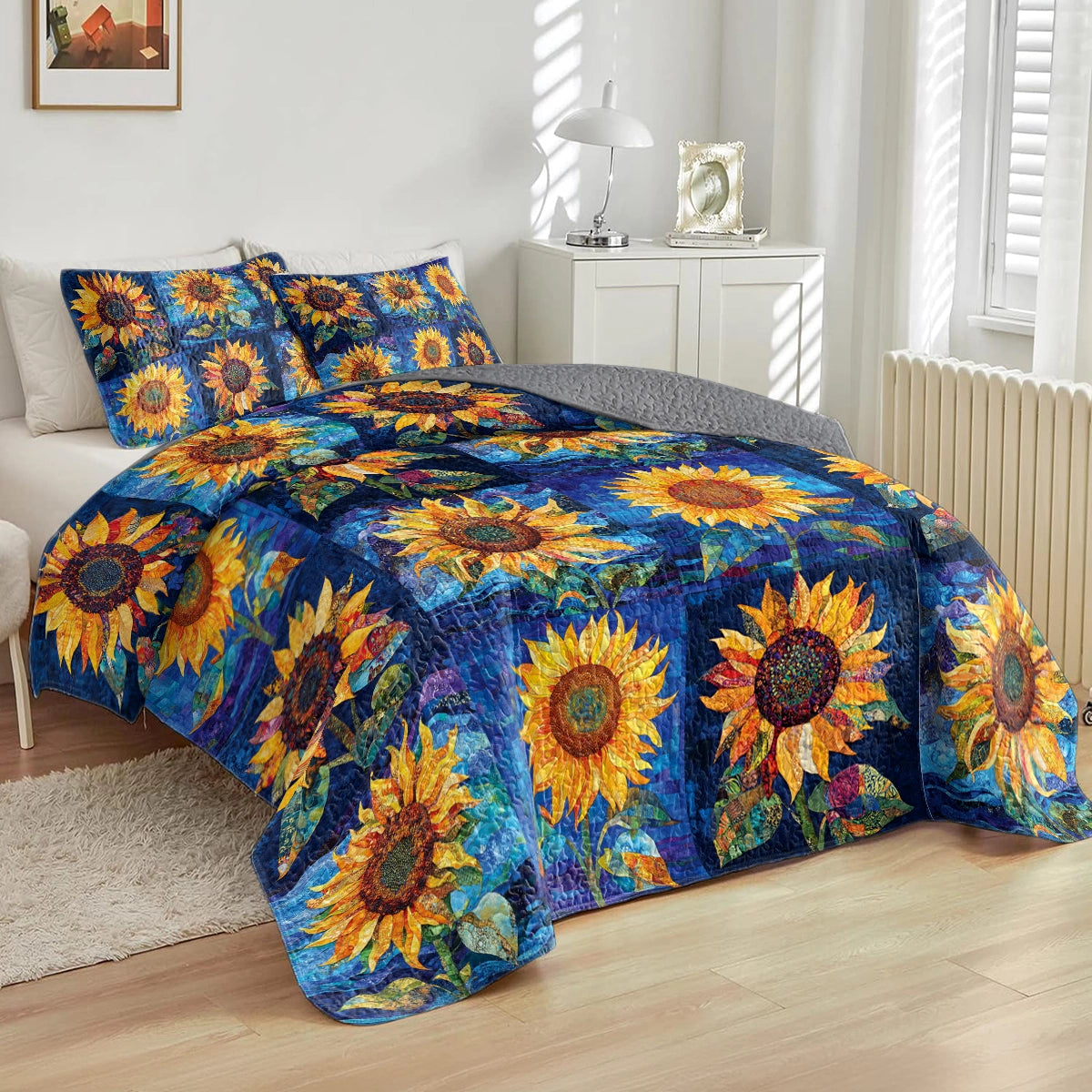 Shineful All Season Quilt 3-Piece Set Vibrant Sunflower Dreams