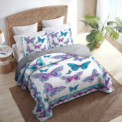 Shineful All Season Quilt 3-Piece Set Ethereal Butterfly Symphony