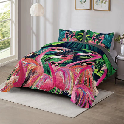 Shineful All Season Quilt 3-Piece Set - Flamingo Fiesta