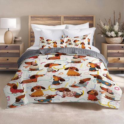 Shineful All Season Quilt 3-Piece Set Dachshund cute