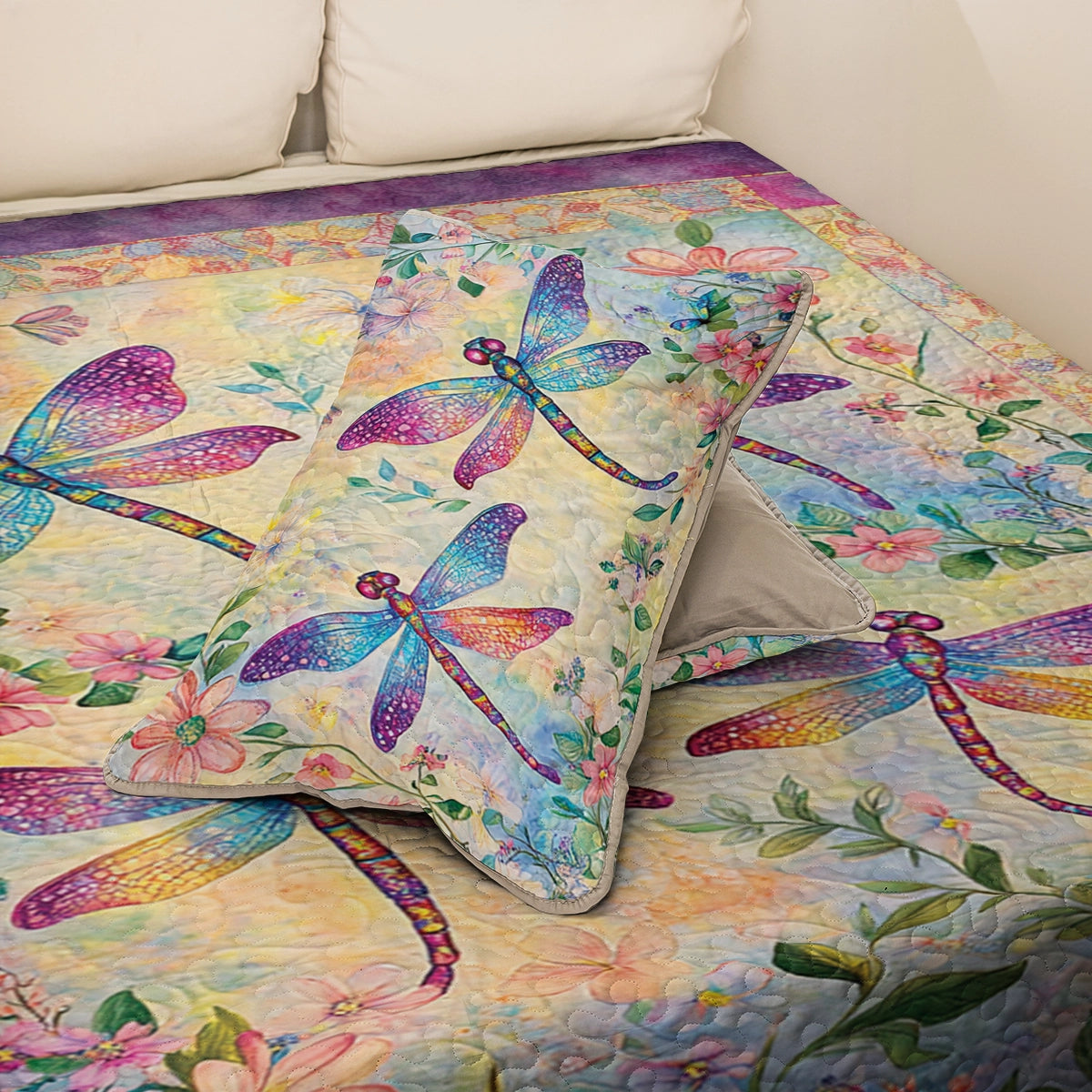 Shineful All Season Quilt 3-Piece Set - Dragonfly Garden