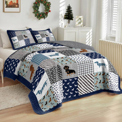 Shineful All Season Quilt 3-Piece Set Dachshund Delight