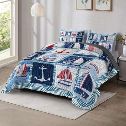 Shineful All Season Quilt 3-Piece Set Sailing Nautical Dreams