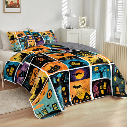 Shineful All Season Quilt 3-Piece Set Halloween Spooky Shadows