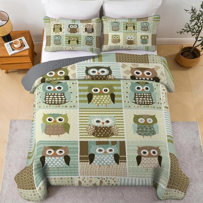 Shineful All Season Quilt 3-Piece Set Serene Owl