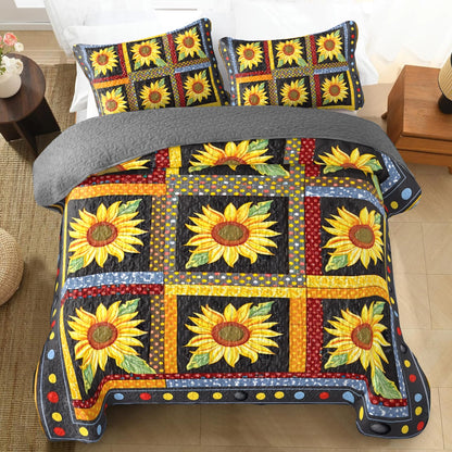 Shineful All Season Quilt 3-Piece Set Sunflower Sunlit Serenity