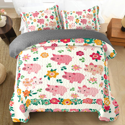 Shineful All Season Quilt 3-Piece Set Piggy Pals