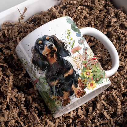 Shineful Ceramic Mug Dachshund Flower