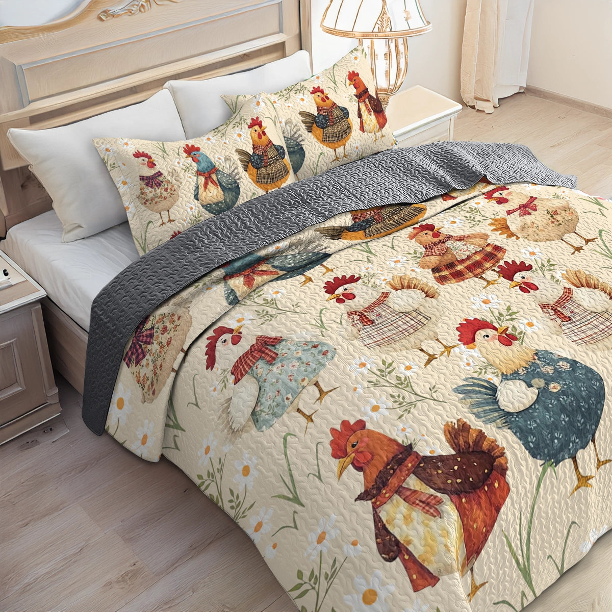 Shineful All Season Quilt 3-Piece Set - Cozy Chicken