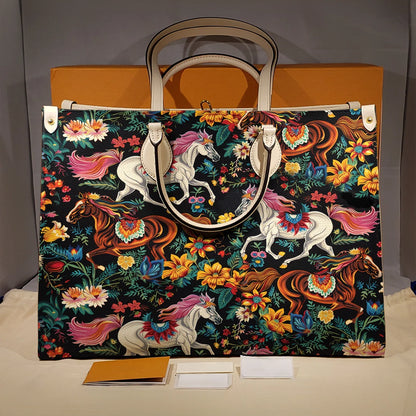 Shineful Leather Bag Vibrant Floral Horse