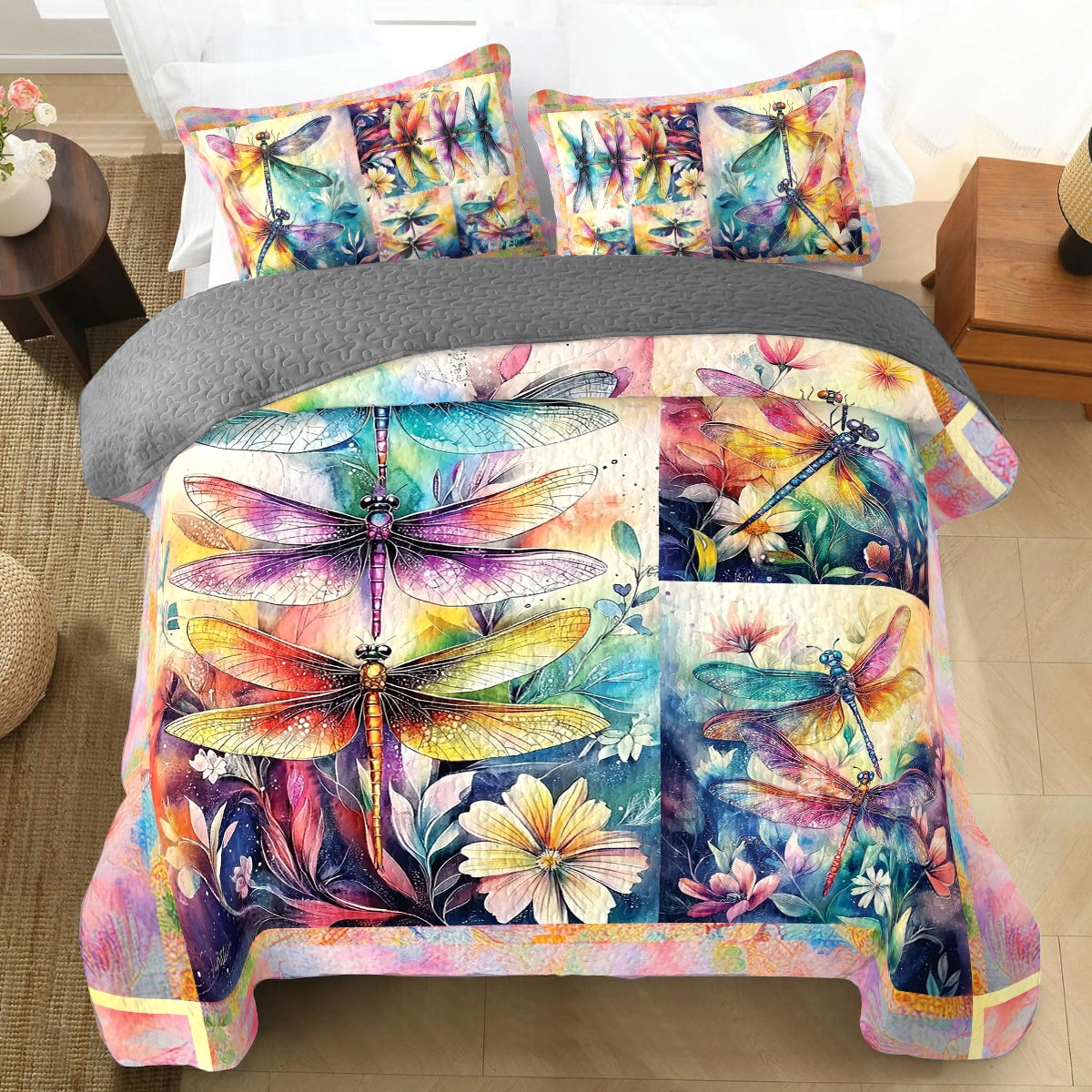 Shineful All Season Quilt 3-Piece Set - Enchanted Dragonfly Wings