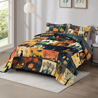 Shineful All Season Quilt 3-Piece Set Halloween Haunted Harvest