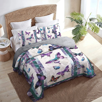 Shineful All Season Quilt 3-Piece Set Fluttering Elegance Butterfly