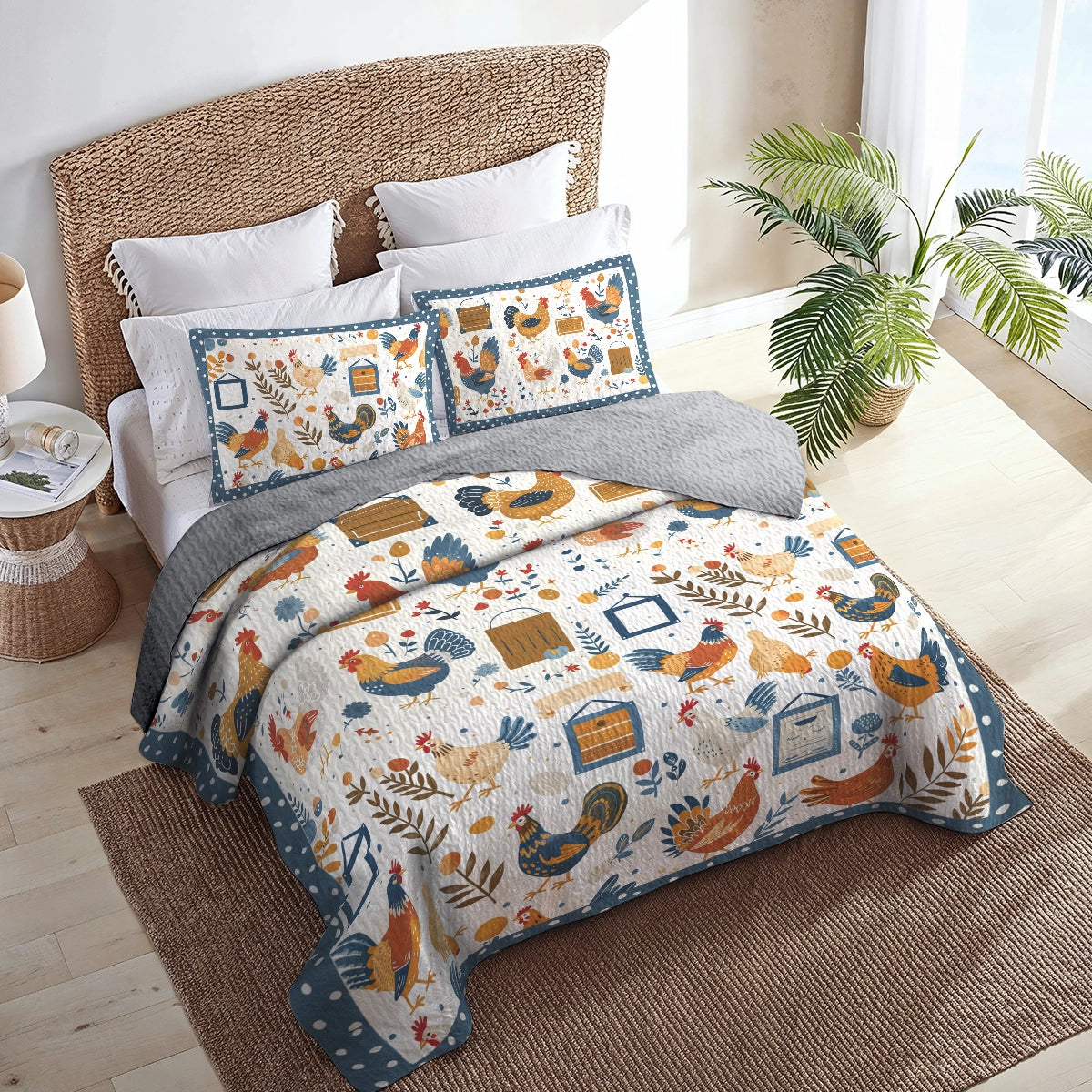 Shineful All Season Quilt 3-Piece Set Rustic Chicken