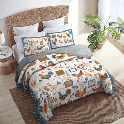 Shineful All Season Quilt 3-teiliges Set Rustikales Huhn 