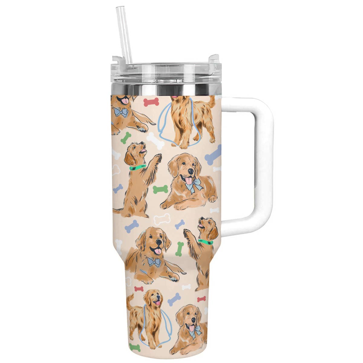 Dog 40 Oz Shineful™ Tumbler Golden Retriever Nl09 White 40Oz