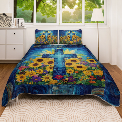 Shineful All Season Quilt 3-Piece Set - Graceful Floral God