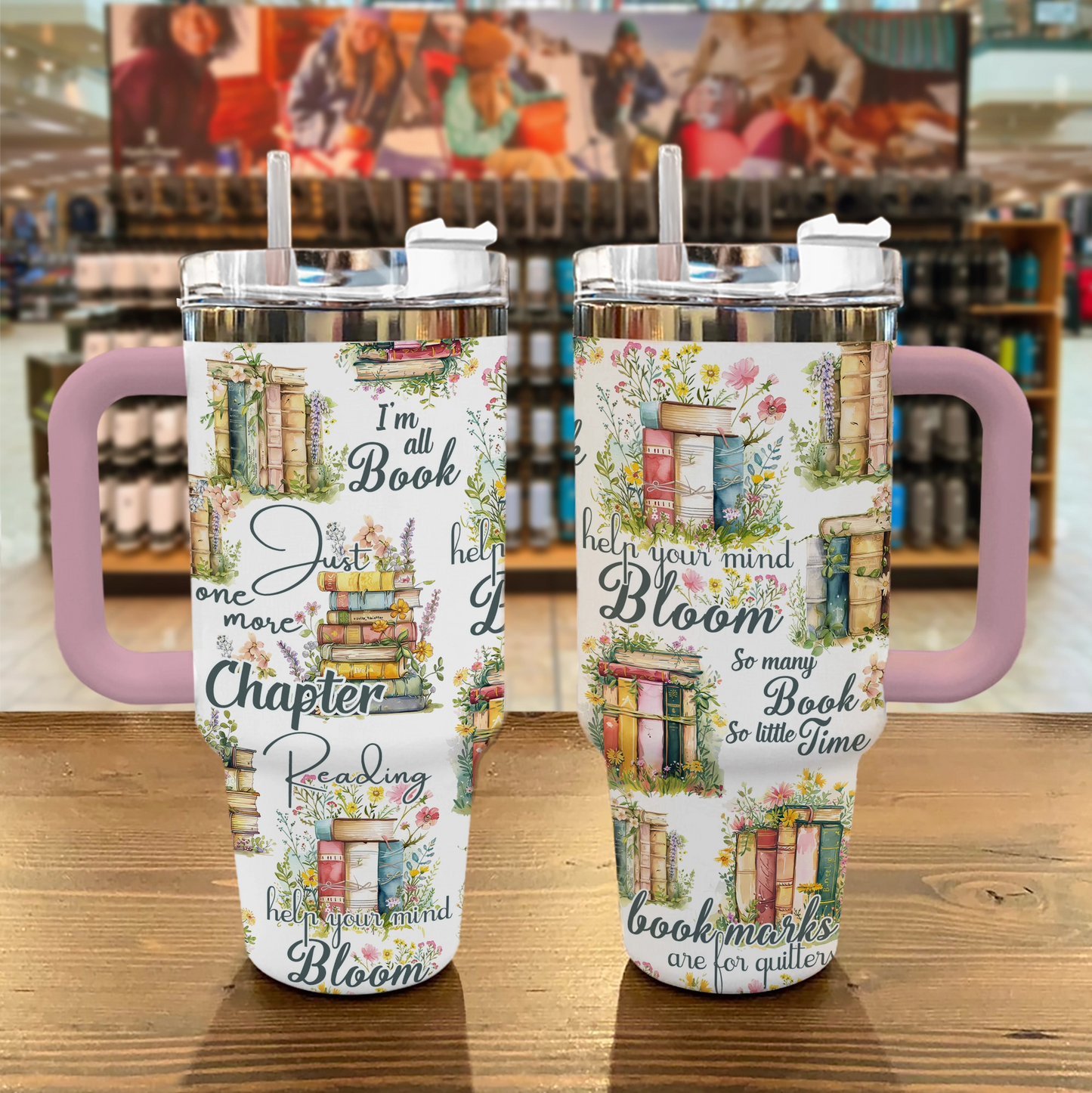 Shineful Tumbler Reading Blooming Books