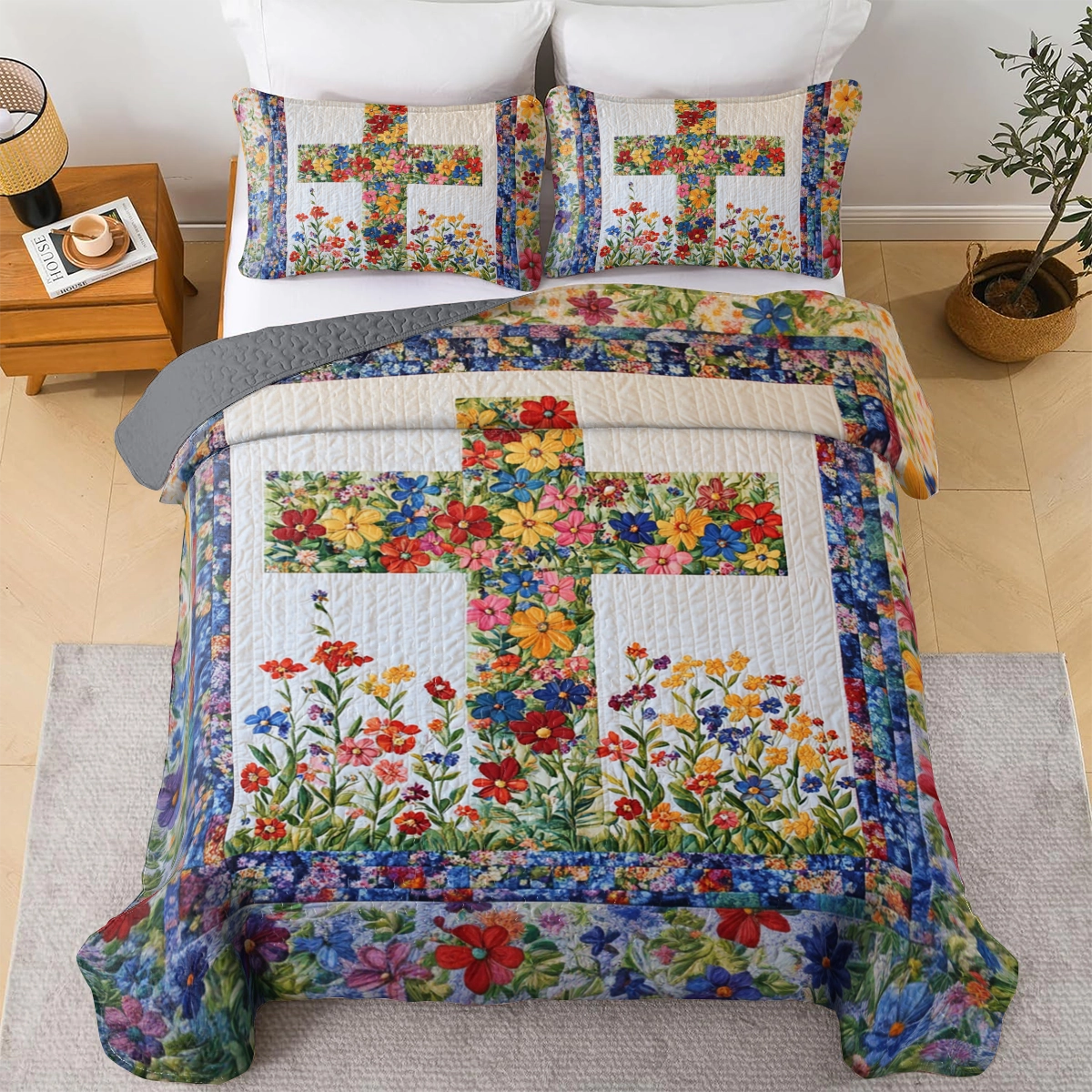 Shineful All Season Quilt 3-Piece Set God Blooming Faith