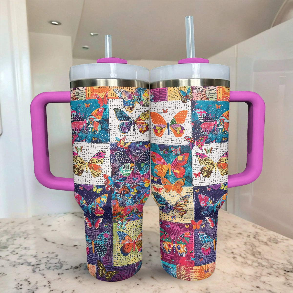 Papillon fantaisie Flutter Tumbler brillant