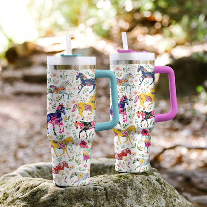 Shineful Tumbler Floral Horse