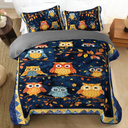 Shineful All Season Quilt 3-Piece Set - Autumn Owls