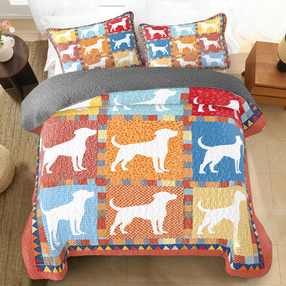 Shineful All Season Quilt 3-Piece Set - Colorful Labrador Patchworks