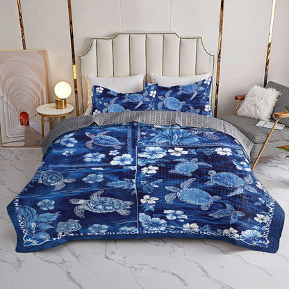 Shineful All Season Quilt 3-Piece Set Sea Turtle Ocean Harmony