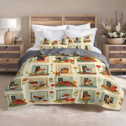 Shineful All Season Quilt 3-Piece Set Dachshund windows