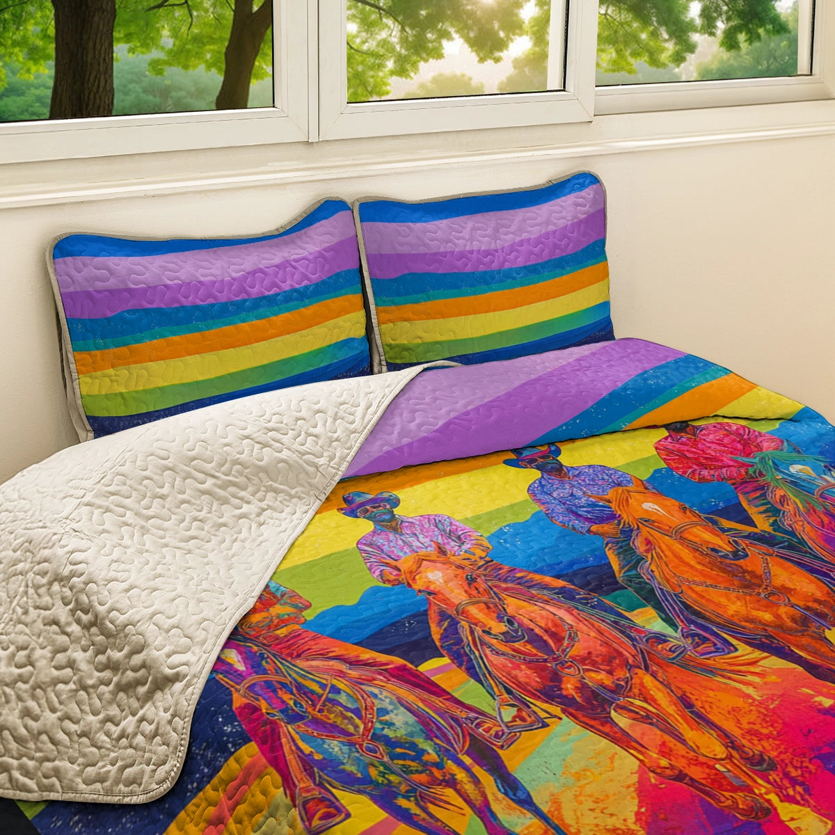 Shineful All Season Quilt 3-Piece Set Neon Rodeo Cowboy