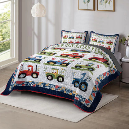 Shineful All Season Quilt 3-Piece Set Tractor Treasures