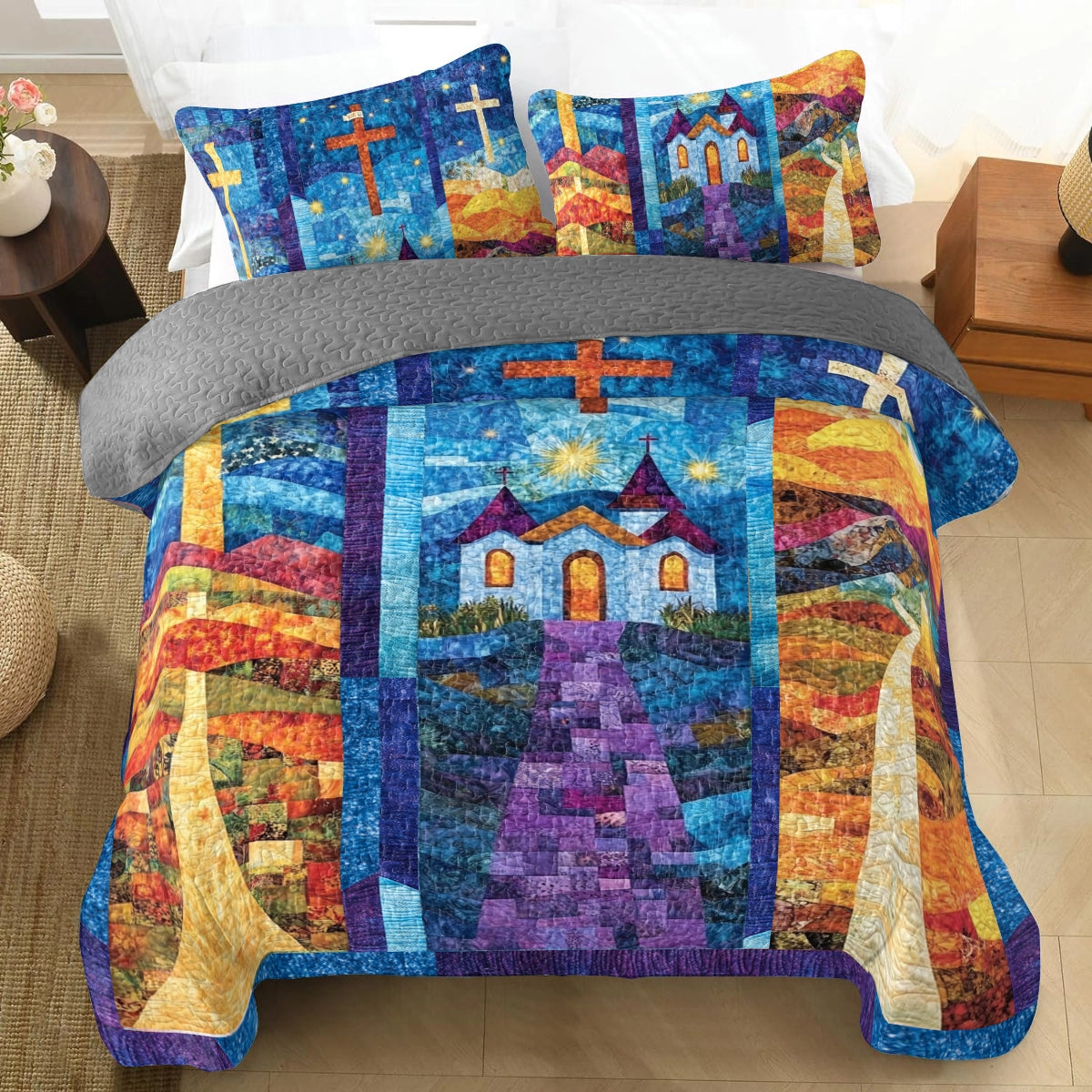 Shineful All Season Quilt 3-Piece Set God Pathway to Peace