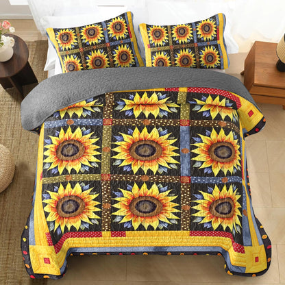 Shineful All Season Quilt 3-Piece Set Sunflower Sunny Meadow