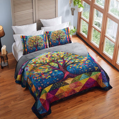 Shineful All Season Quilt 3-Piece Set Rainbow Tree Quilt