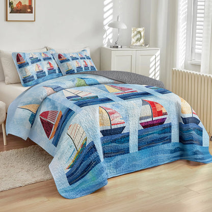 Shineful All Season Quilt 3-Piece Set Sailing Breezy Sails