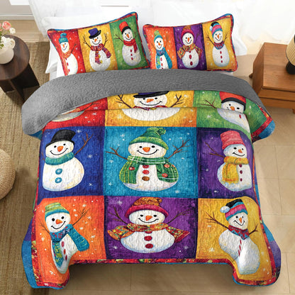 Shineful All Season Quilt 3-Piece Set - Christmas Jolly Snowmen