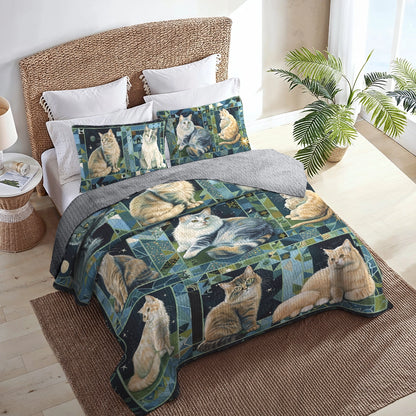 Shineful All Season Quilt 3-Piece Set Cat Purrfect Companions