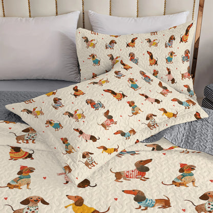 Shineful All Season Quilt 3-Piece Set Dachshund Fashion