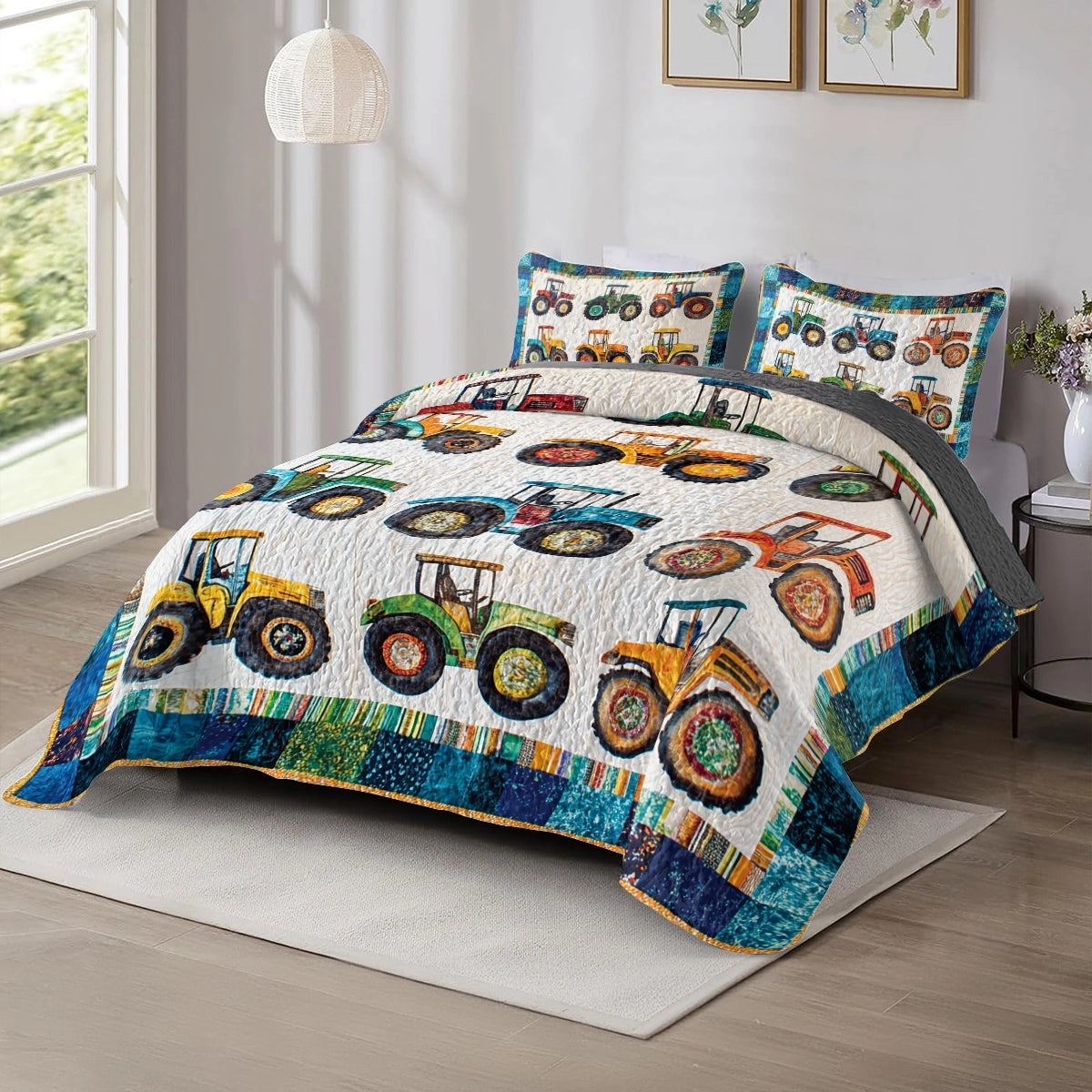 Shineful All Season Quilt 3-Piece Set Farm Country Tractors