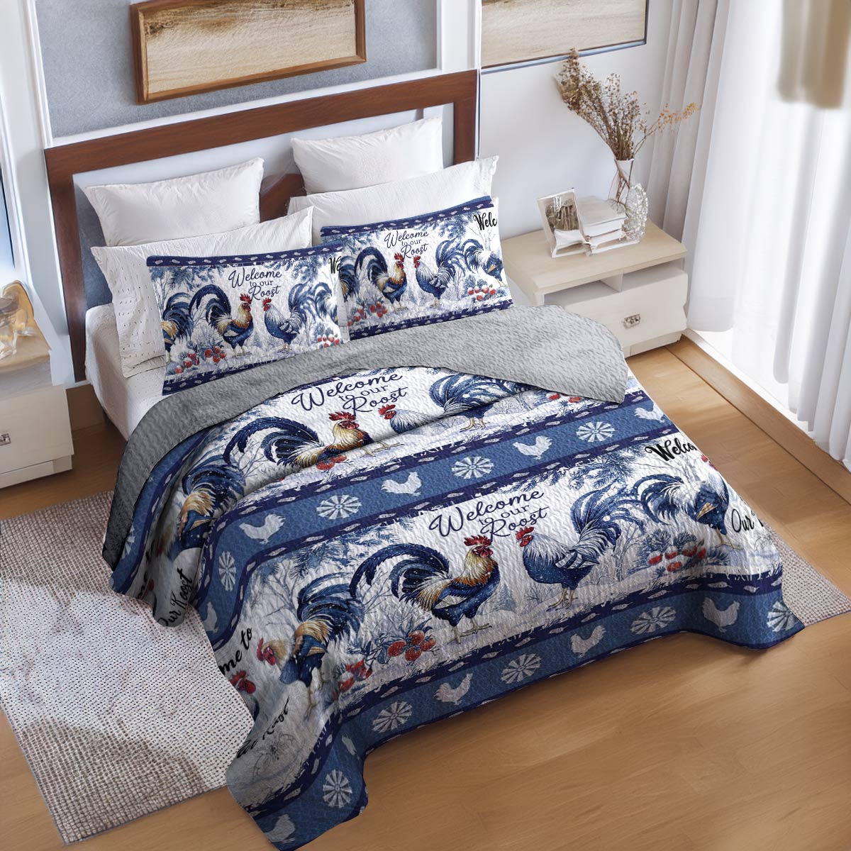 Shineful All Season Quilt 3-Piece Set Chicken Roost