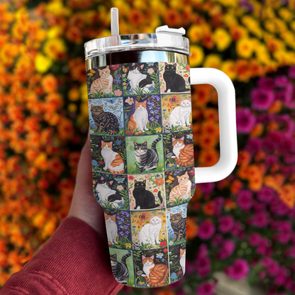 Shineful Tumbler Cat Floral Felines