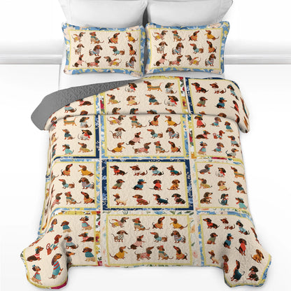 Shineful All Season Quilt 3-Piece Set Patchwork Dachshund