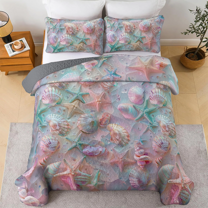 Shineful All Season Quilt 3-Piece Set Coastal Shell