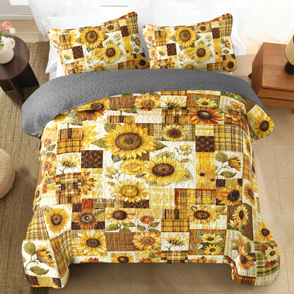 Shineful All Season Quilt 3-Piece Set Sunflower Radiant Bloom