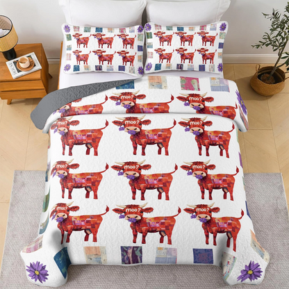 Shineful All Season Quilt 3-Piece Set Whimsy Cow